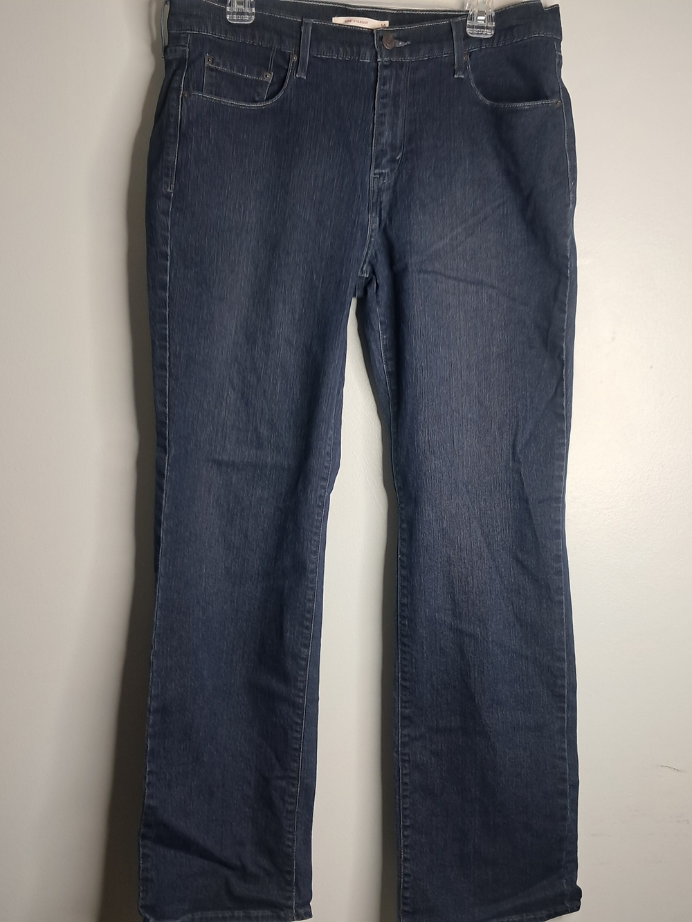 Levi's 505 Straight Leg Jeans Women's Size 14 Mid-Rise Dark Wash Denim